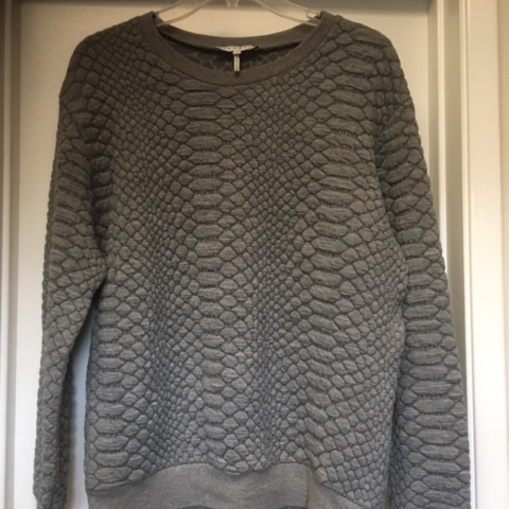 SANDRO Gray Tac Top Long Sleeve Textured Sz 2 Medium EUC - Picture 4 of 12